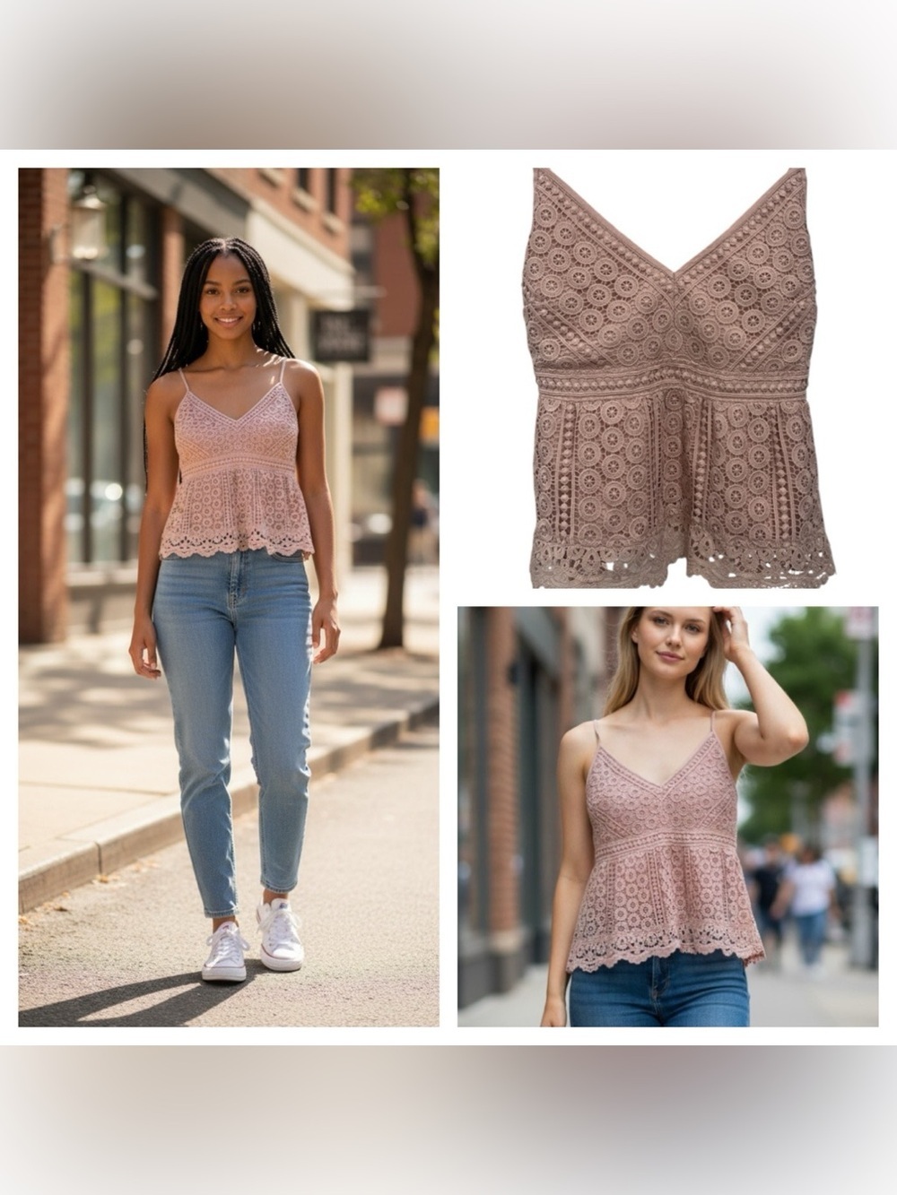 Abercrombie & Fitch Mauve Crochet V-Neck Cami size XS New